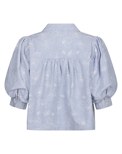 Neo Noir - Etta Flower Stripe Skjorte - Light Blue